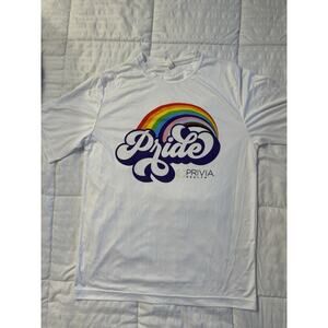 Pride T-Shirt LGBTQ Women's Small White Rainbow Athletic